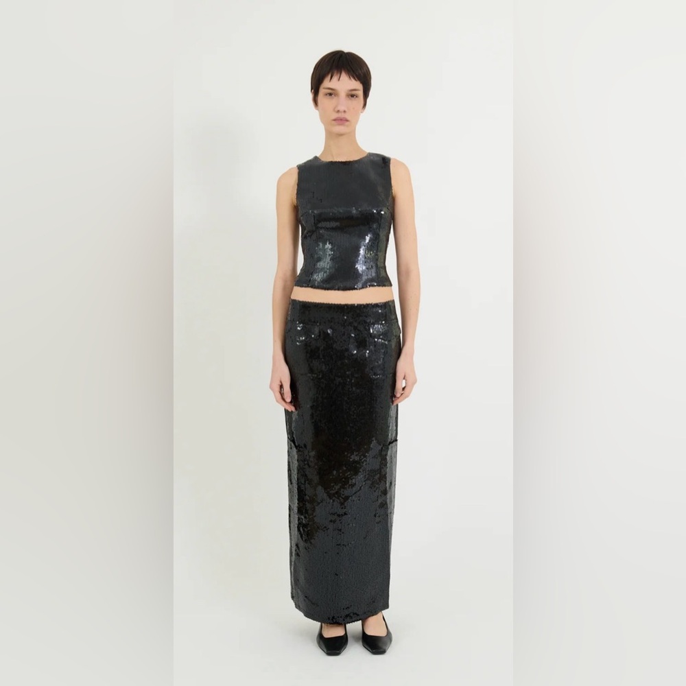 Black Sequin Maxi Skirt and Top